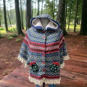 Matilda Jane Blue and Red Cape with Fringe girls size 10